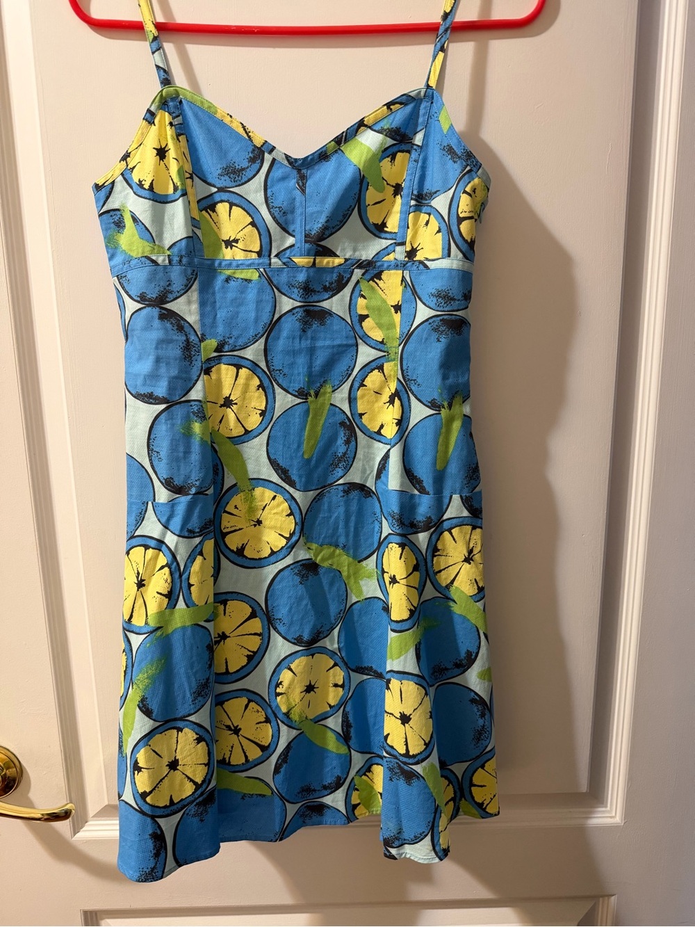 Moschino Blue and Yellow Lemon Print Dress